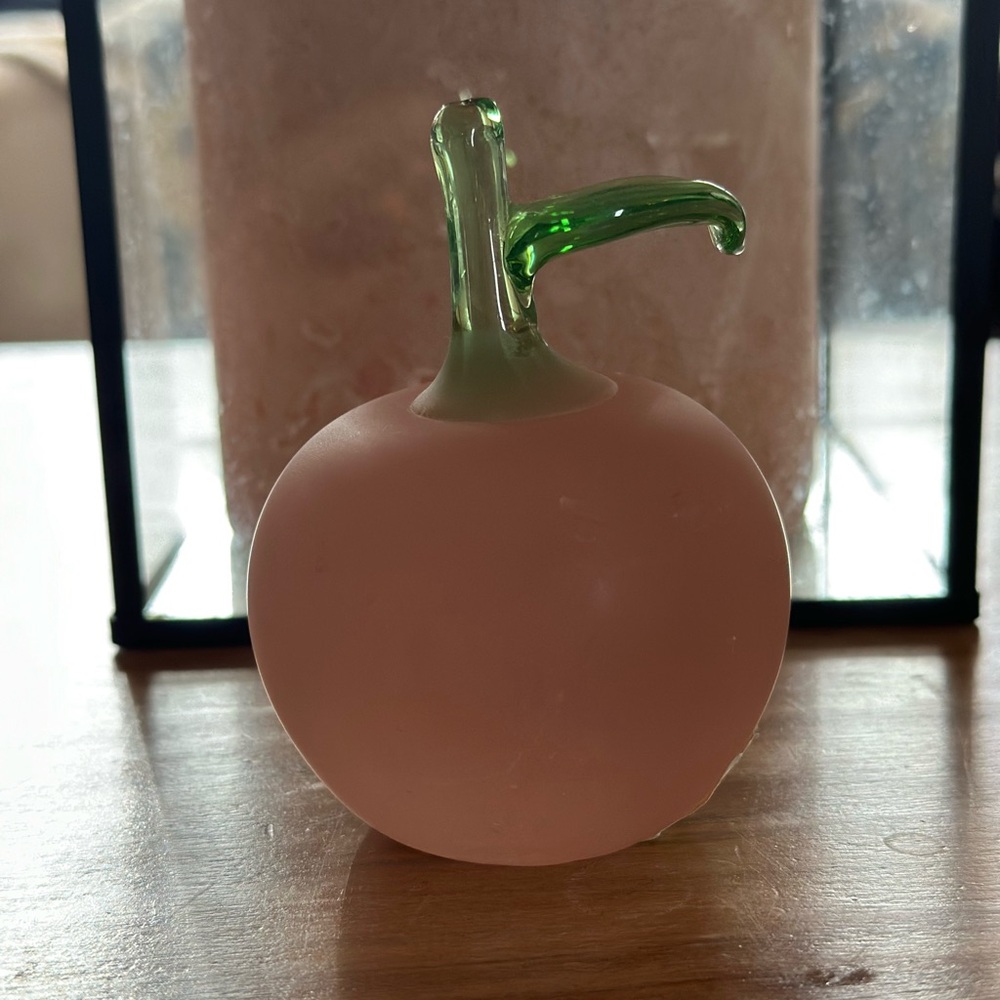 Crowning touch frosted peach paperweight. Small scratches as shown